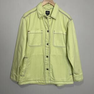 Urban Outfitters Men's Shacket Shirt Jacket Neon Yellow Green Collared Button M